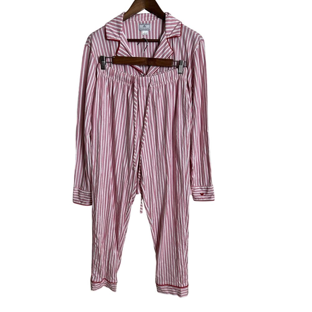 Petite Plume 100% Pima Cotton Pajama Set Antique Red Ticking Mens S